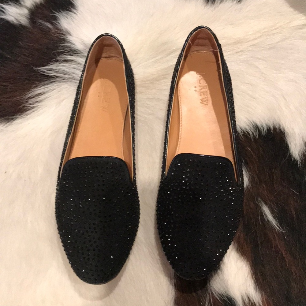 Lightly worn black studded J. Crew flats